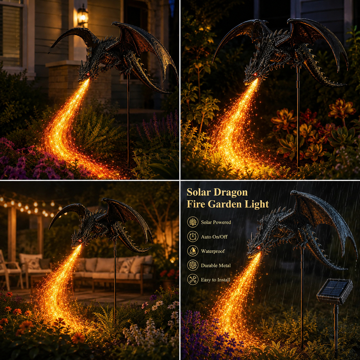 2027 Fellime®Dragon’s Ember Solar Garden Decor222222