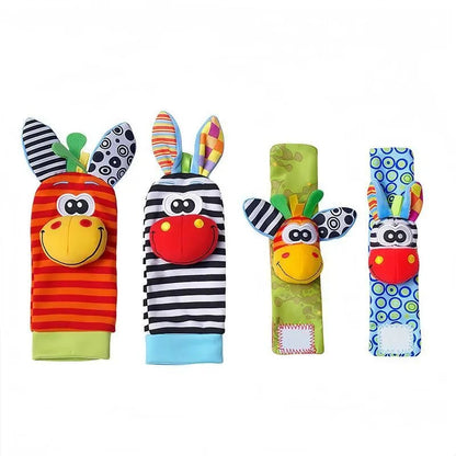 🔥Last Day 56% OFF - 👶🌈A set Newborn Baby Cartoon Animal Wrist Bell Rattle Socks