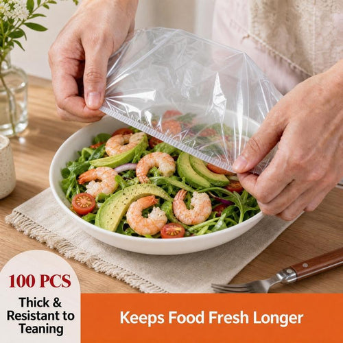 🔥100Pcs Medium Reusable Elastic Plastic Bowl Covers - Kitchen Bread Proofing🛒（副本）