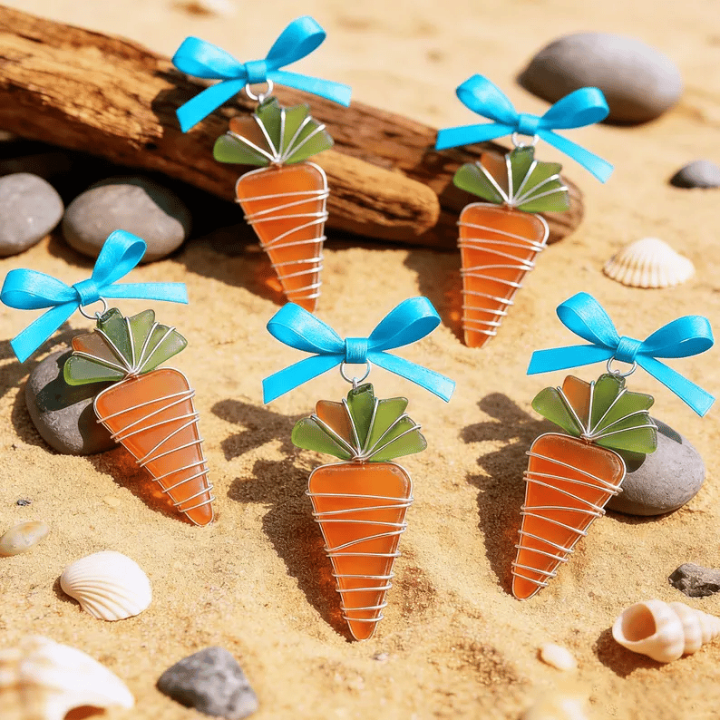 🐣🌊Easter Wire Wrapped Sea Glass Ornaments ✨Shaped by Nature & Crafted by Hand💝