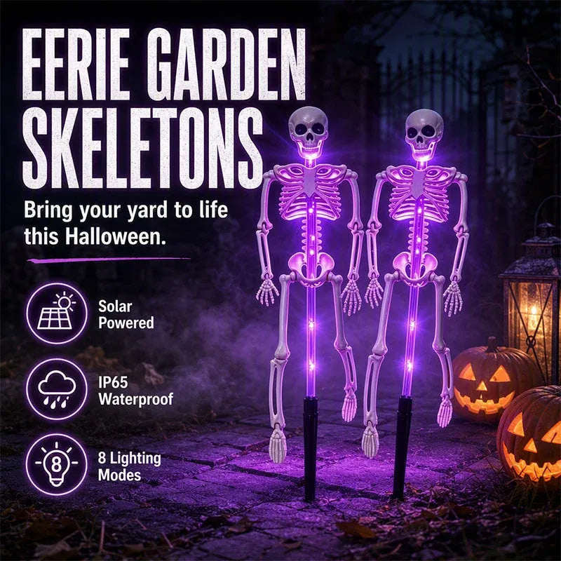 💀 Solar Skeleton Ground Stake Lights | Waterproof Outdoor Halloween Decor Lights