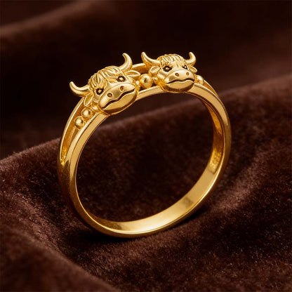 🔥LAST DAY 70% OFF 💕 ✨ Handcrafted Highland Cow Adjustable Ring