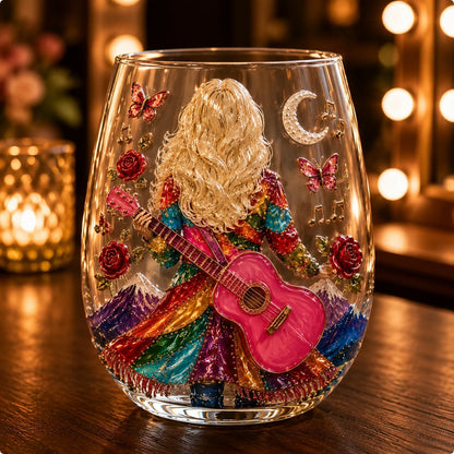 🤠 Queen of Country 1946–2026 3D Glass Collection | 8 Dolly-Inspired Country Designs with Raised Guitars, Butterflies, Boots, Florals & Vintage Music Details 🎸✨