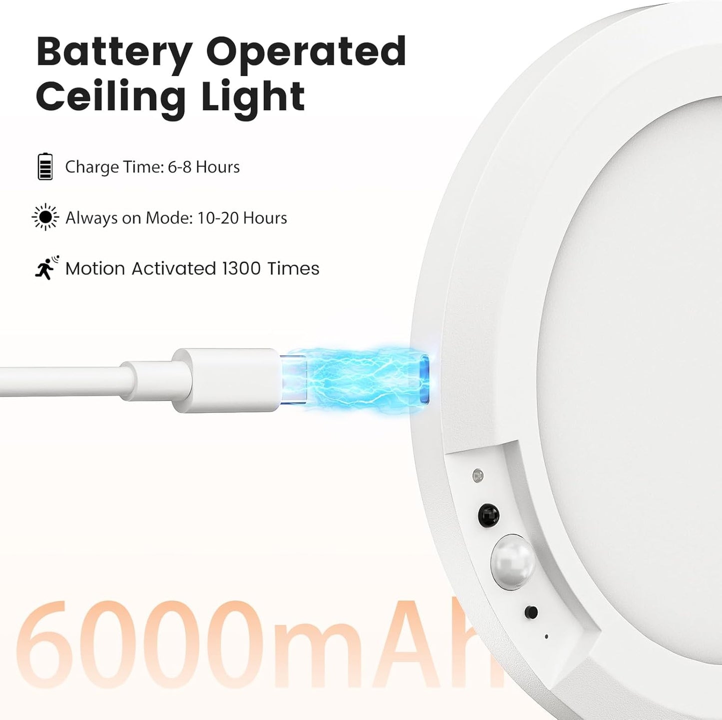 ✨Dimmable rechargeable ceiling light with motion sensor – magnetic & wireless✨