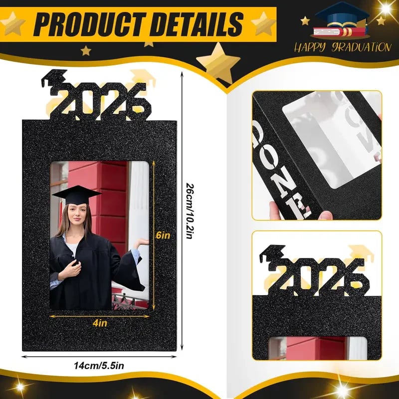 🔥Last Day 49% OFF - 4/8Pcs Graduation Centerpieces for Class of 2026 Fit 4x6in Photo | Fillable Picture Box