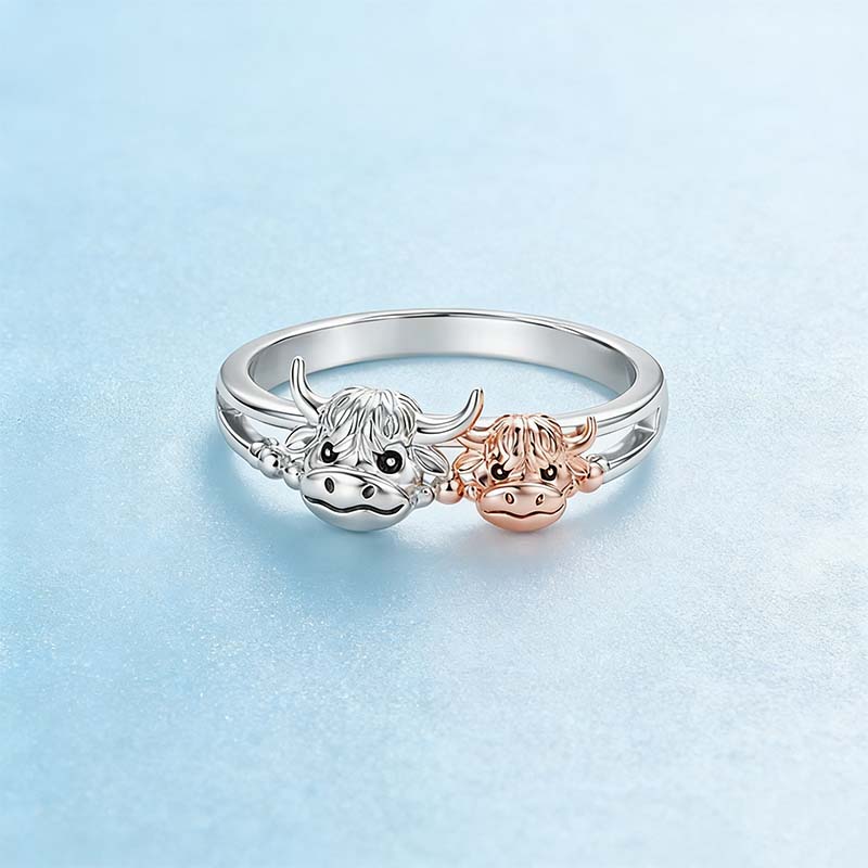 🏆Last Day Promotion 49% OFF 💕 ✨ Handcrafted Highland Cow 925 Sterling Silver Adjustable Ring