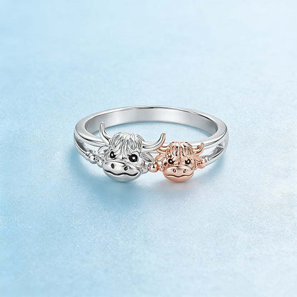 🏆Last Day Promotion 49% OFF 💕 ✨ Handcrafted Highland Cow 925 Sterling Silver Adjustable Ring