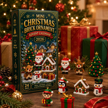 ⏳ Last Day 49% OFF – 🎄24-Day Mini Christmas Brick Ornament Advent Calendar | 24 Unique Buildable Holiday Designs with Hanging Loops for Trees, Garlands & Festive Displays 🧱