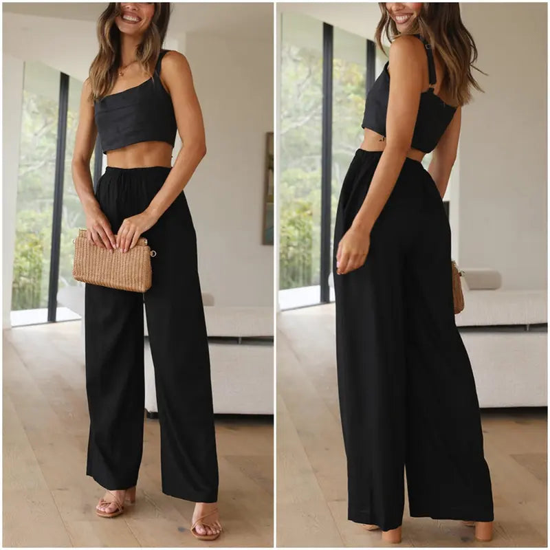2026 SummerVibes-Women's Cotton Linen Summer Palazzo Pants Flowy Wide Leg Beach Trousers