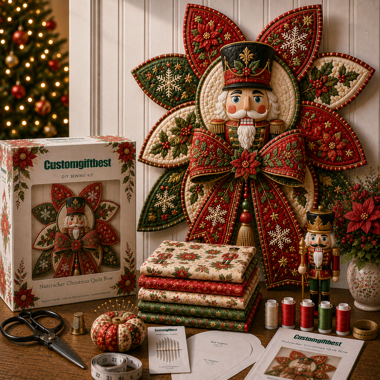 Christmas Quilt Bow DIY Sewing Kit