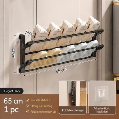 🪑 Foldable Wall‑Mounted Shoe Rack｜Space‑Saving Hanging Slipper Holder for Entryway Bathroom RV