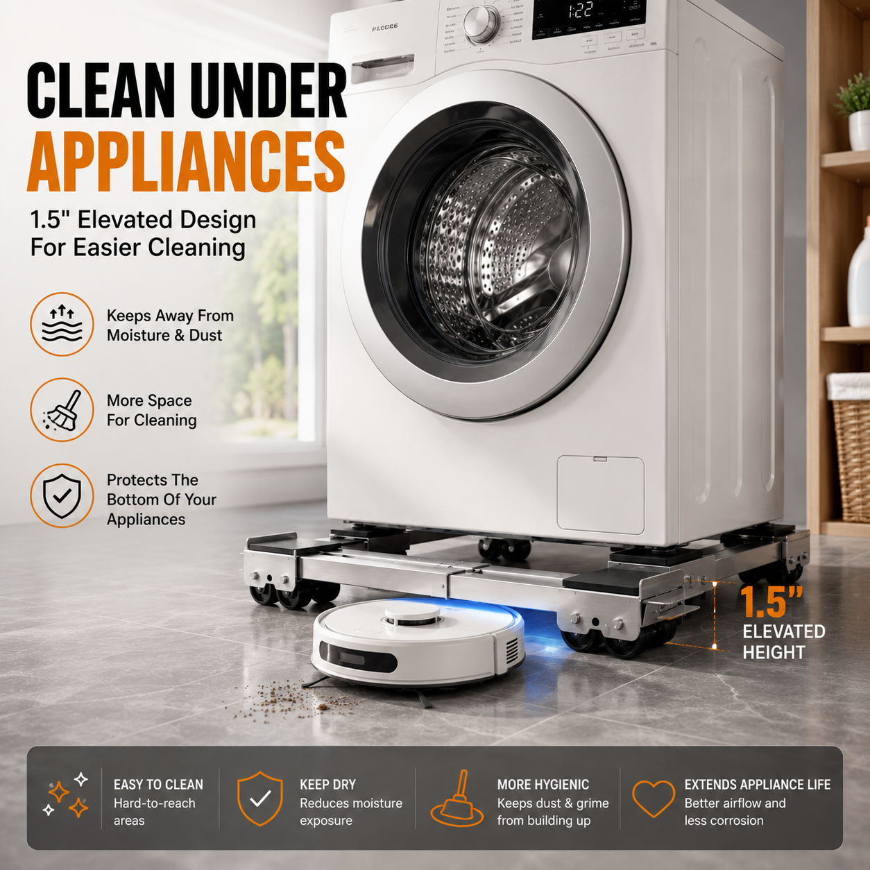 🔥2-Pack Adjustable Telescopic Heavy Duty Metal Frame Appliance Moving Dolly