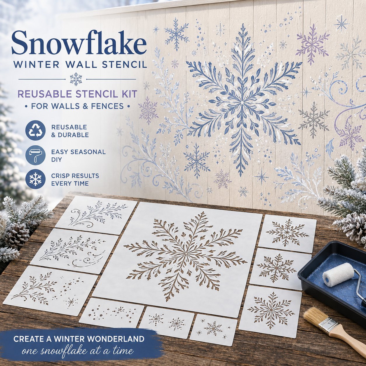 🌿 Garden Wall StencilTM Collection | 9 Reusable Mural Designs for Walls, Fences, Porches & Creative Outdoor Makeovers 🎨✨