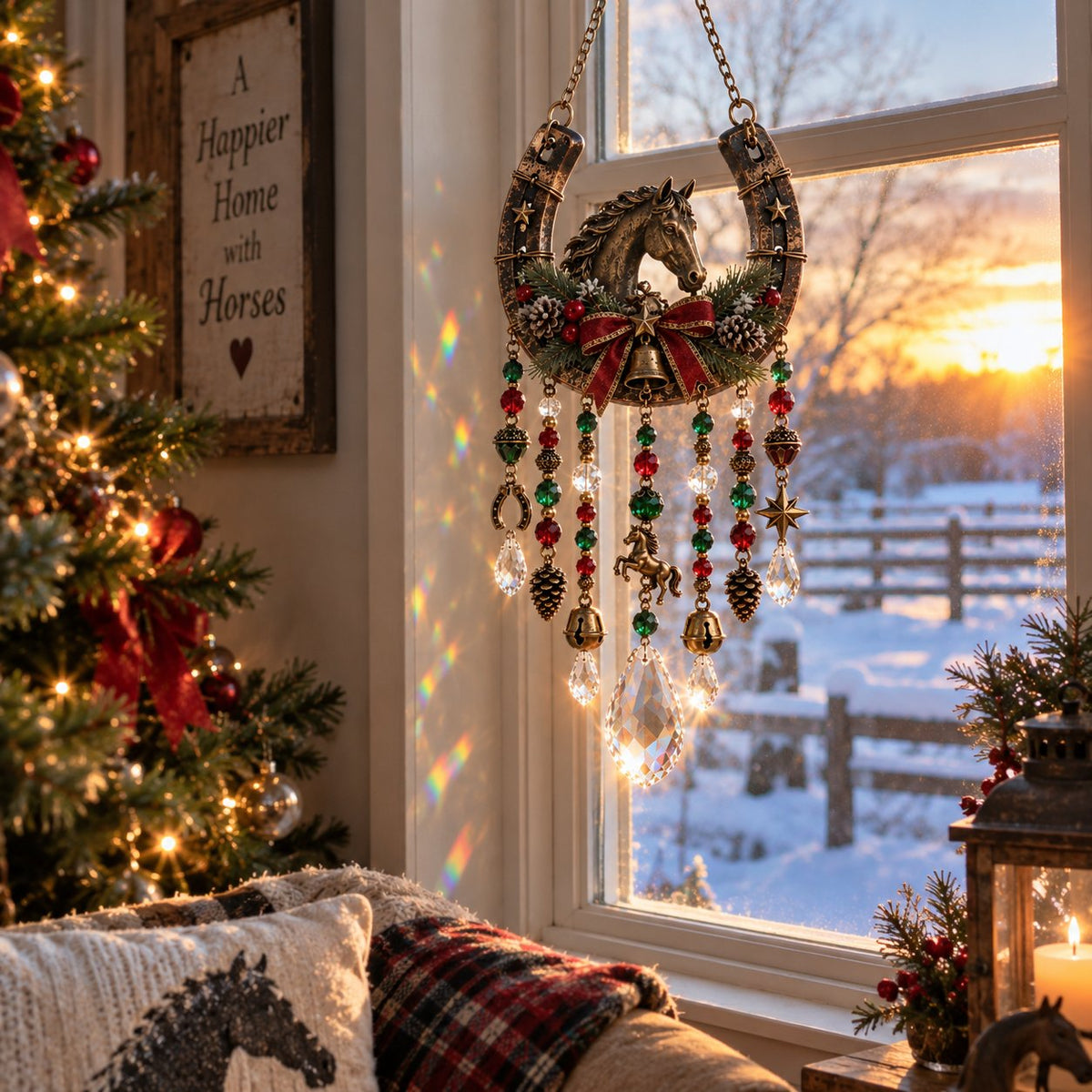 🐎Christmas at the Stable Horseshoe Suncatcher