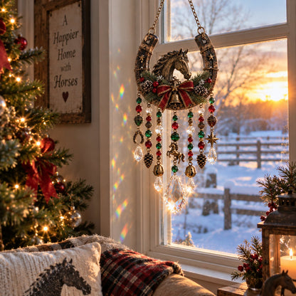 🐎Christmas at the Stable Horseshoe Suncatcher