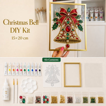 🔥 LAST DAY 49% OFF – 🎄 DIY Jeweled Christmas Tree Art Kit | Colorful Gems, Pearls, Paints & Gold-Tone Floating Display Frame 💎✨
