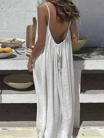 🔥LAST DAY 50% OFF - 💃Backless Spaghetti Strap Maxi Dress