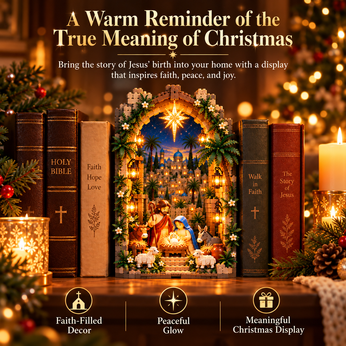 Bethlehem Nativity display representing the meaning of Christmas