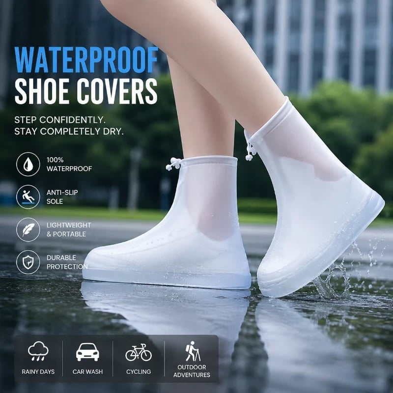 Waterproof Shoe Covers with Zipper & Adjustable Drawstring