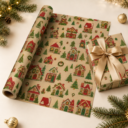 🎄Vintage Christmas gift wrapping Kraft paper, 43cm x 5 m Recyclable Kraft