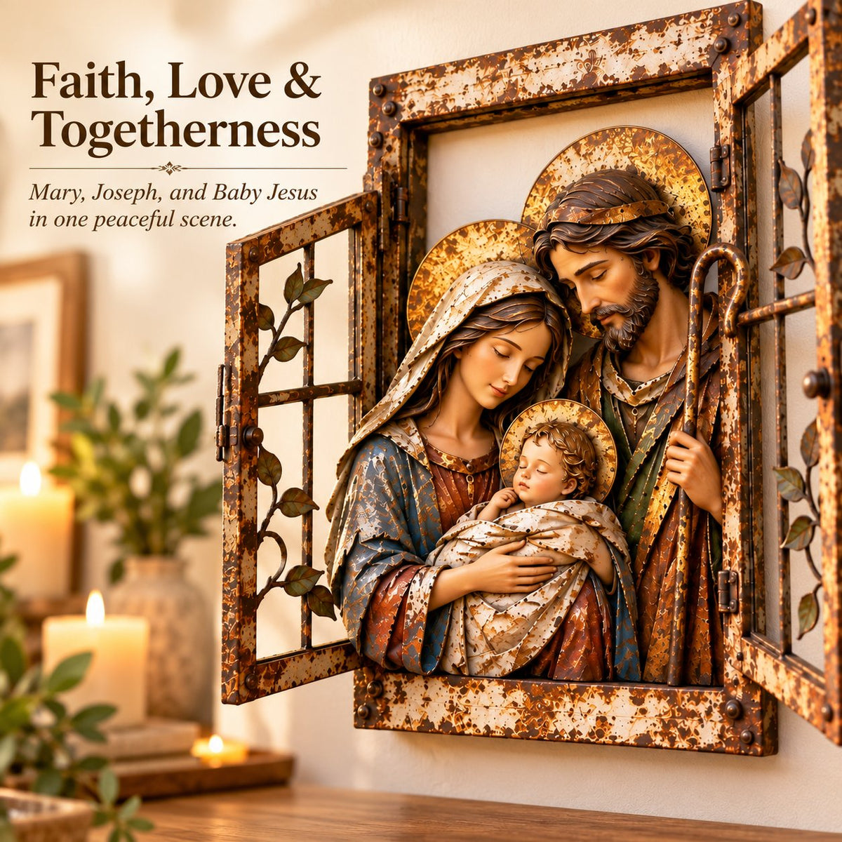 Holy Family Window-Style Wall Decor