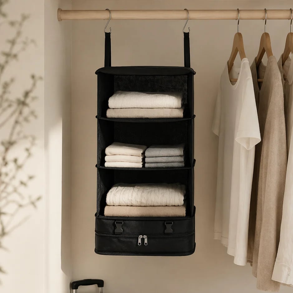 Packing Organizer for Luggage, Portable Hanging Travel Shelves
