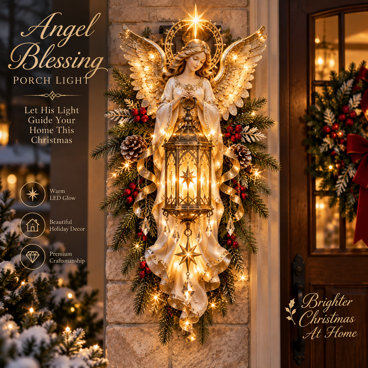 Angel Blessing Christmas Porch Light