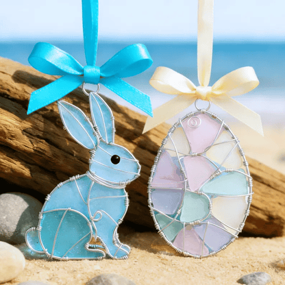🐣🌊Easter Wire Wrapped Sea Glass Ornaments ✨Shaped by Nature & Crafted by Hand💝