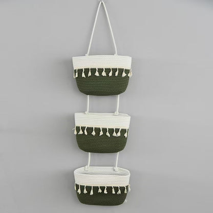 Decorative 3-Tier hanging organizer bag, over the door basket