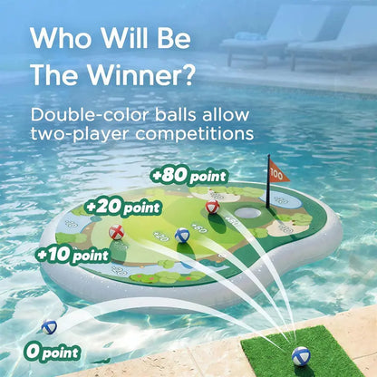 🏌️Inflatable Golf Pool Toys, Fun Swimming Pool Game, Floating Water Chipping Green W/Sticky Balls
