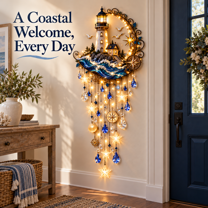 🌊 Lighthouse Starlight Cascade™ – Lighted Coastal Wall Decor