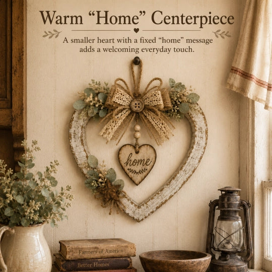 Rustic Farmhouse Heart Wall Decor with “Home” Sign