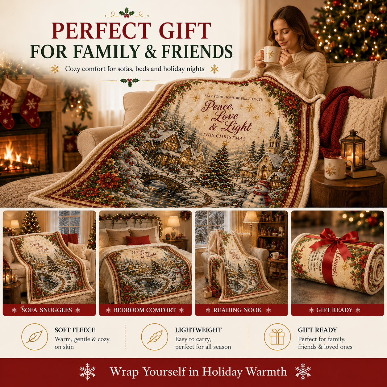 🎄 Christmas Magic Throw Blanket™ – Cozy Holiday Fleece Blanket