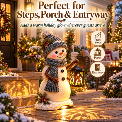 ⛄✨ Last Day 49% Snowman Nativity Glow™ – Solar Christmas Step Light with Holy Family Projection