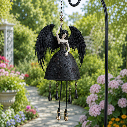🖤 Dark Angel Gothic Wind Chime – Enchanting Outdoor Garden Hanging Decor