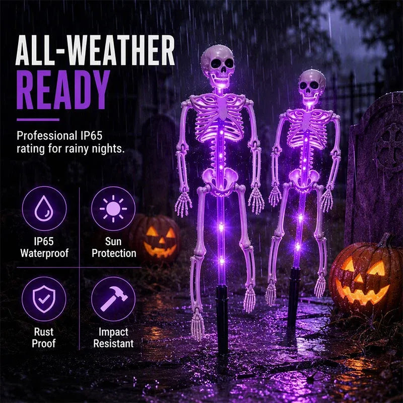 💀 Solar Skeleton Ground Stake Lights | Waterproof Outdoor Halloween Decor Lights