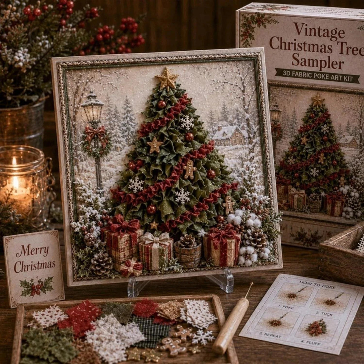 🎄 3D Christmas Fabric Poke Art Kit
