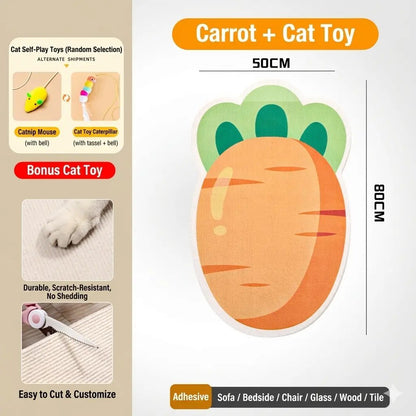 🐱SmartWell Cute Cat Scratcher Mat - 🛋️Kawaii Self-Adhesive Felt Wall Protector for Indoor Cats, Furniture & Door Protection
