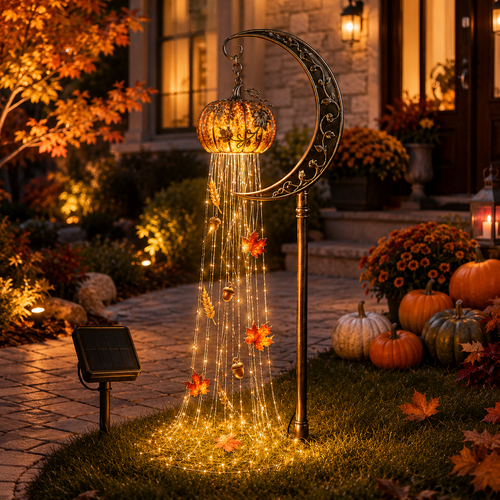 🎃 Harvest Moon Pumpkin Glow™ Solar Cascade Yard Light