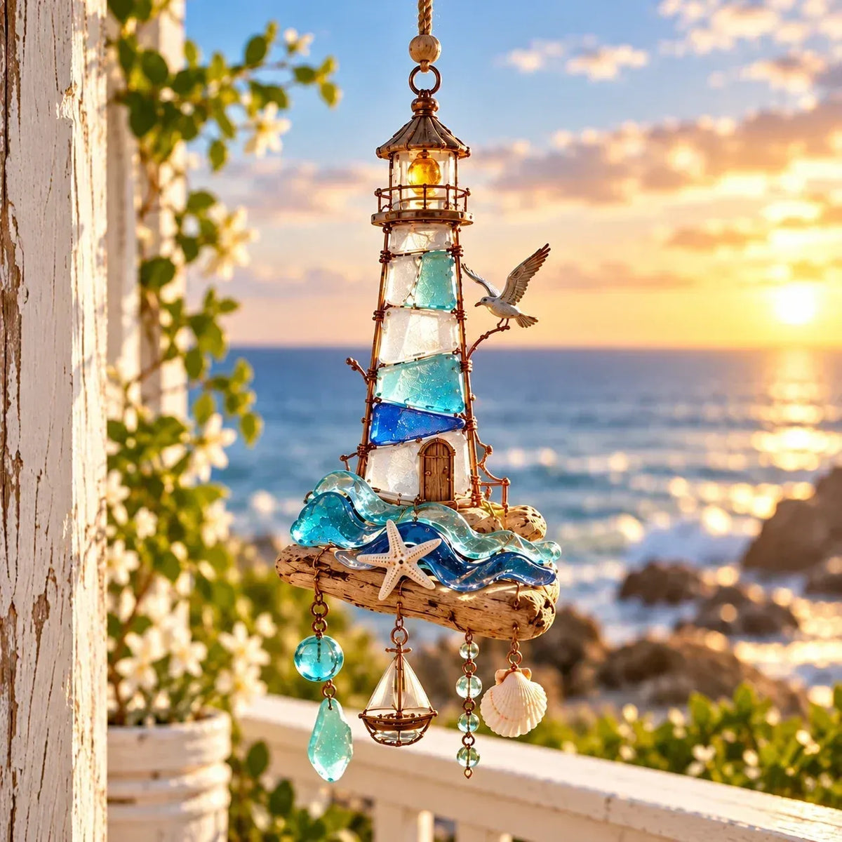 🌊✨ Sea Glass Coastal Charms™ – Handcrafted Ocean Suncatcher Hanging Ornament Collection