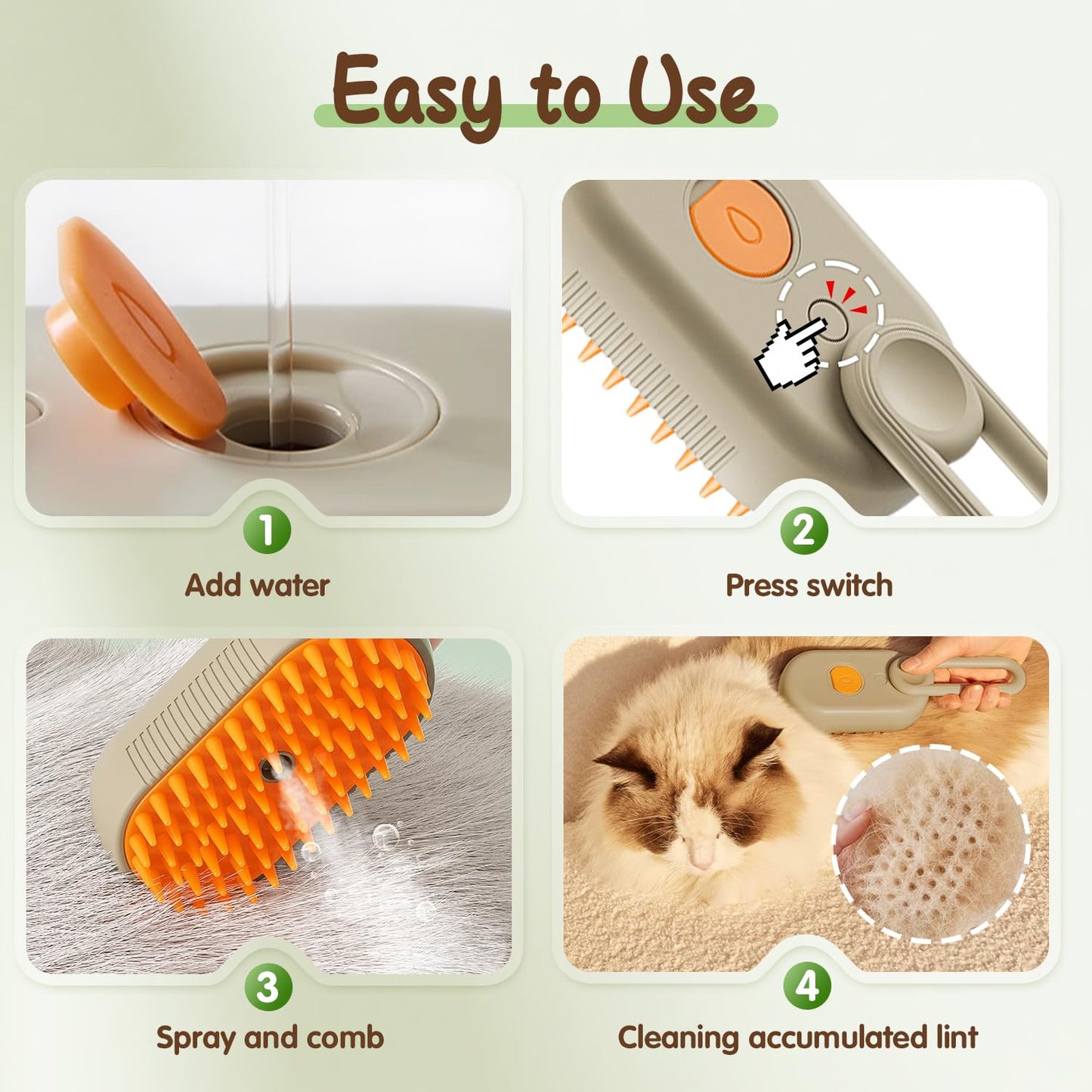 🐾 2-in-1 Steam Spray Pet Brush – Groom, Massage & Reduce Shedding in One