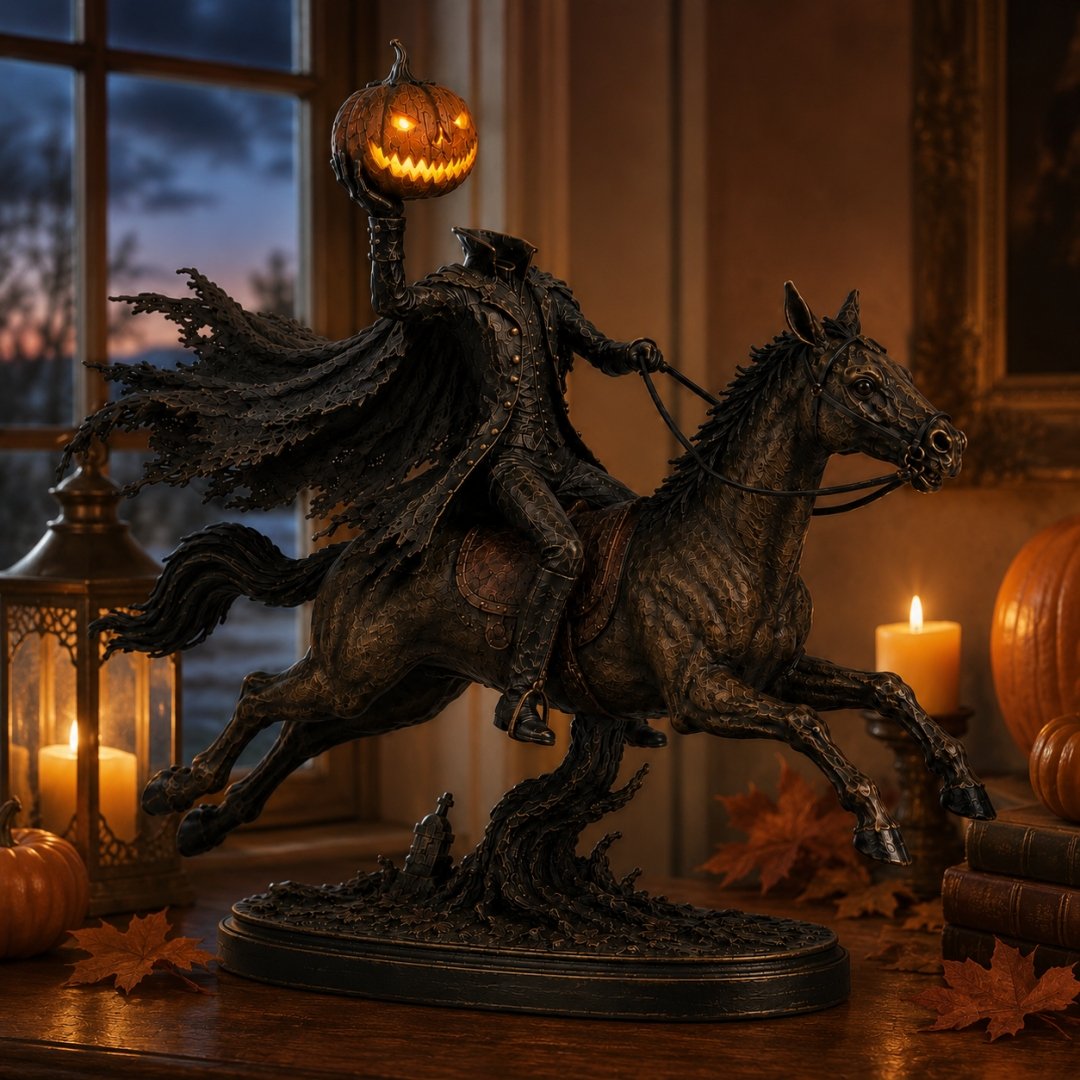 🎃🏇Midnight Chase Headless Horseman Statue | Awaken the Legend of the Hollow(✨Same as the video)