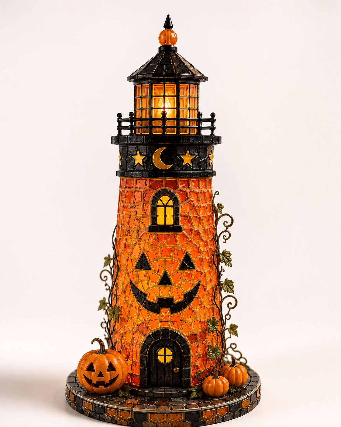 🎃 Beginner-Friendly Lighted Halloween Lighthouse DIY Kit – Sea Glass-Style Mosaic Collection
