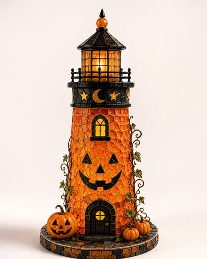 🎃 Beginner-Friendly Lighted Halloween Lighthouse DIY Kit – Sea Glass-Style Mosaic Collection