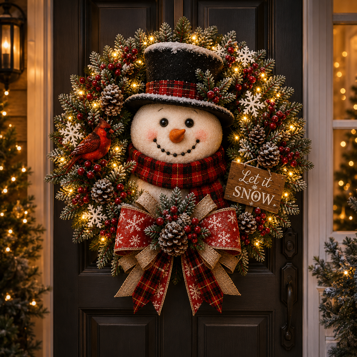 ✨✨Hot Sale 40% OFF⛄ Snowman Lighted Christmas Wreath™ – Festive Holiday Door Decor