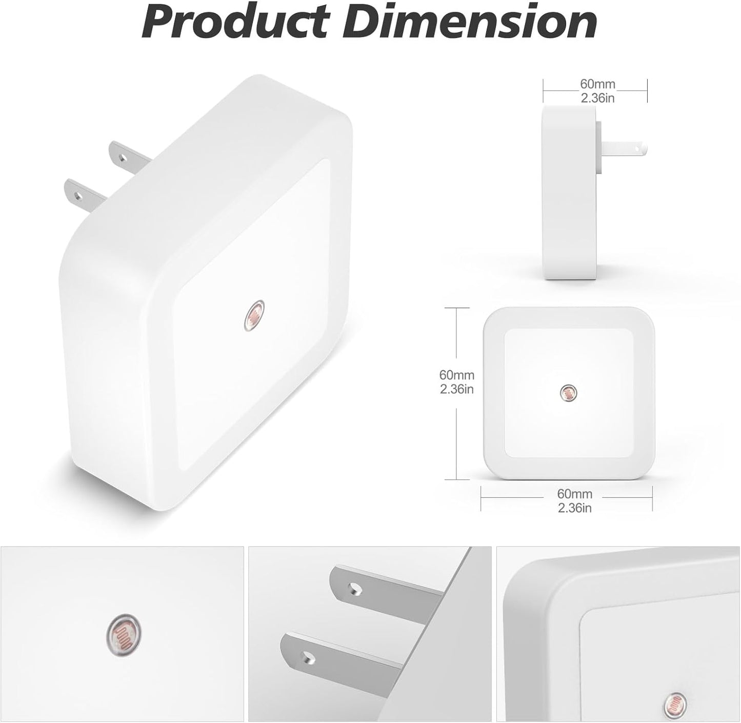 6pcs Night Light, Night Lights Plug into Wall , Nightlight Plug in Night Lights, Dusk to Dawn Night Lamp Led Night Light for Bedroom, Bathroom, Hallway Warm White