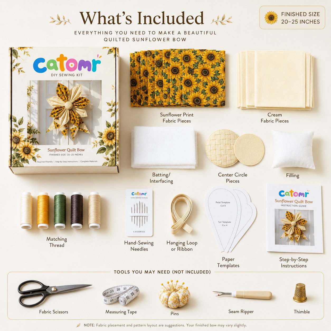 🔥Last Day 50% OFF- Large Patchwork Bow Sewing Kit | Complete Kit with All Tools & Step-by-Step Guide Included 💕