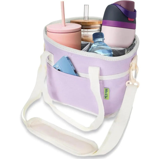 🔥🔥Family Size 4 Compartment Bottle Holder with Strap Adjustable Insert Fits Large and Small Drinks