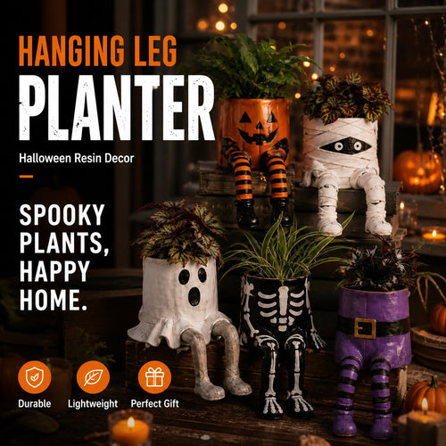 💀🎃Halloween Whimsical Hanging Leg Planter Hand-Painted Resin Succulent Pot💐(📦Buy 3 Free Shipping)