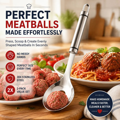 🍝 2-Pack Stainless Steel Meatball Maker Spoon – Make Perfect Meatballs Without Messy Hands